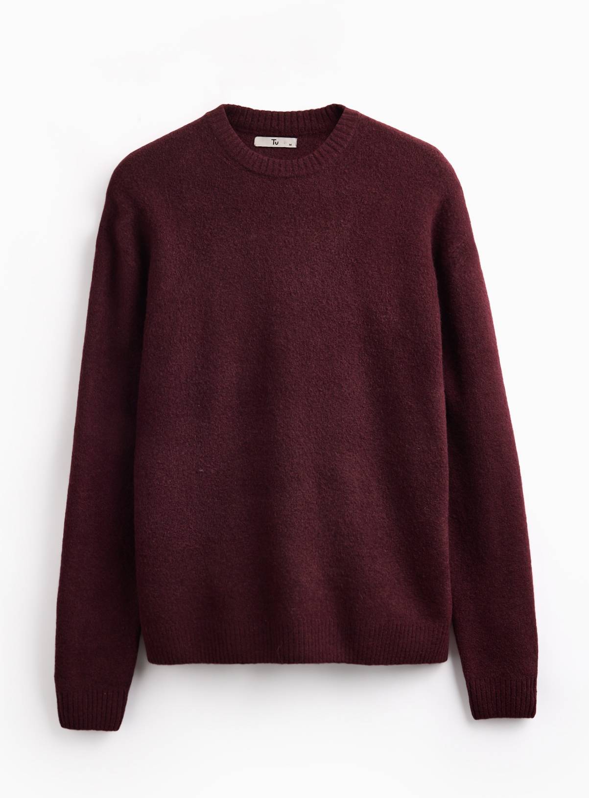Dark Red Relaxed Soufflé Crew Neck Jumper M - Image 3